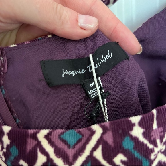 Jacquie the Label/Bohme Corduroy Puff Sleeve Tie Back Dress size Medium NWT - Picture 4 of 8